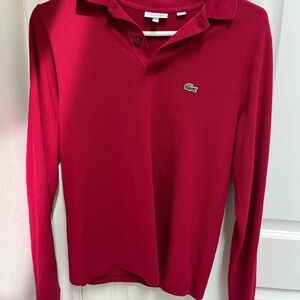 Lacoste Boy’s Long-Sleeve Polo — Dark Red